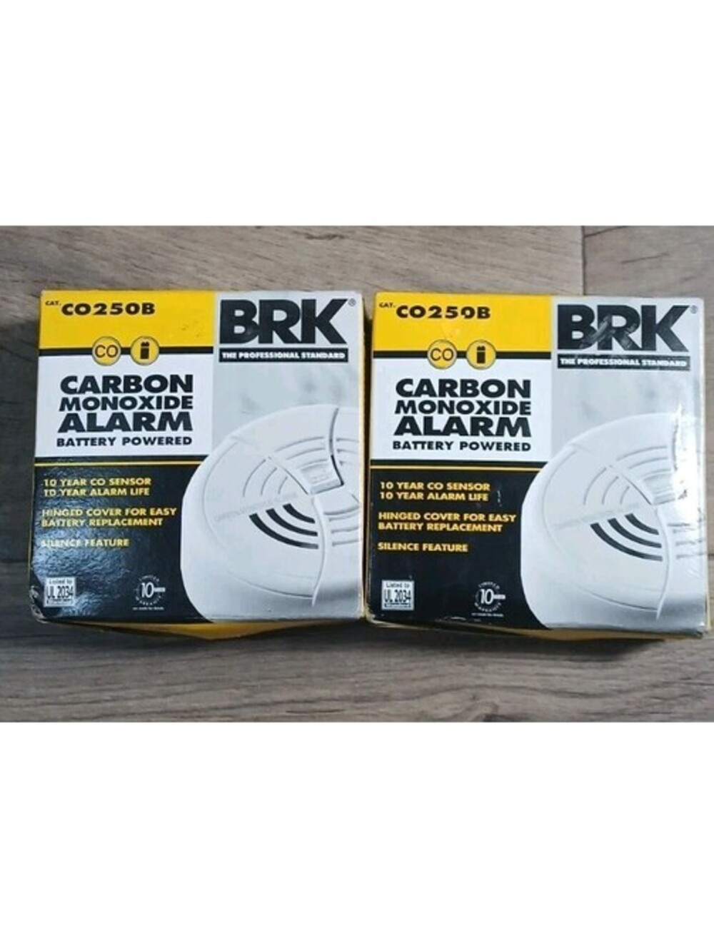 2 NEW BRK Carbon Monoxide Alarm 9V Battery Powered CO250B Silence Feature Hinged